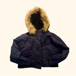 Faux fur hooded warm coat jacket